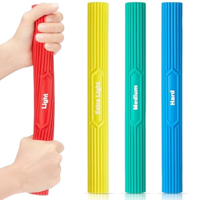 4 Pcs Flexible Resistance Therapy Bars Twist Grips,Flexible bar Twist and Bend Resistance Bar for Therapy,Tennis Elbow, Golfer's Elbow