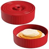 Microwave Safe Tortilla Warmer with Vented Lid – 8.5 * 2.5 inch Microwave Safe Taco Holder, Easy-Lift Handle, Stackable Design, Textured Edge for Easy Grip – Keep Tortillas Warm & Fresh