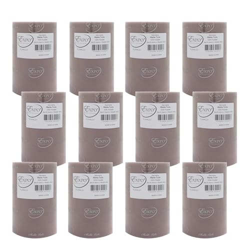 Image of Expo International Decorative Matte Tulle, Roll /Spool of 6 inch X 100 Yards, Lightweight Polyester Tulle Fabric for Tutus, Costumes, and Party Decorations, Washable, Easy-to-Use, Pack of 12, Light Gray