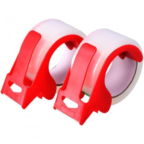 Korechain 2 Rolls Parcel Tape Transparent, 48mm x 50m Packing Tape with Dispenser, for Moving, Shipping and Sealing Boxes