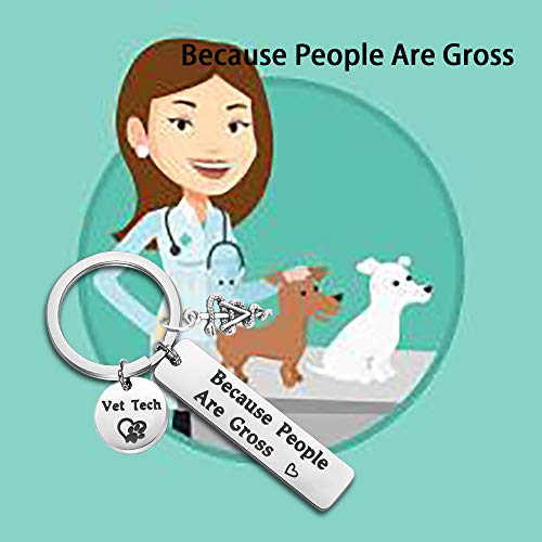 MAOFAED Vet Techs Gift Veterinary Technician Gift Because People Are Gross Veterinarian Keychain Veterinarian Graduation Gift3