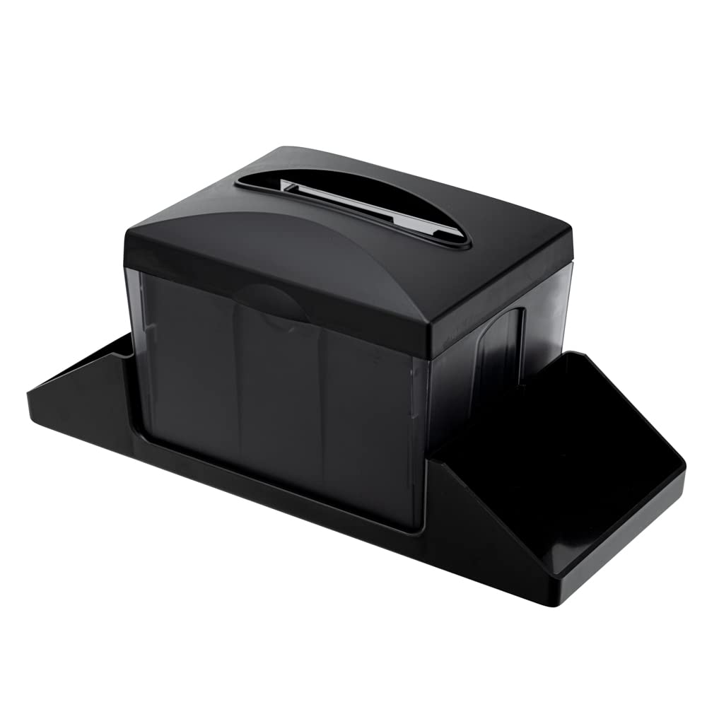 Restaurantware Organizador de condimentos de plástico negro/dispensador de servilletas interplegables, 7 x 6 1/2 pulgadas, 1 caja