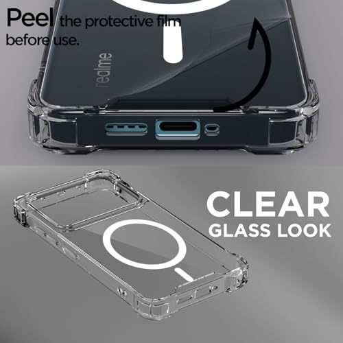 Image of Amazon Basics Back Cover for Realme P4 Pro 5G Mag-Safe Shockproof PC + TPU Protective Case Magnetic Support Bumper Case (Transparent Mag-Safe)