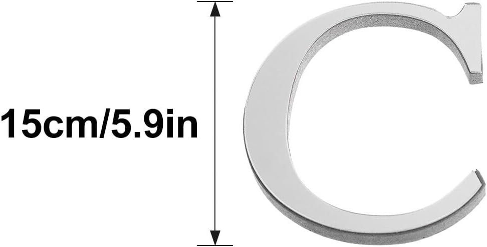 3D Acrylic Alphabet Mirror Wall Stickers, Self-Adhesive Sign Letters Art Sticker for DIY, Wall, Home, Bedroom, Decoration, Silver, 11.81in/30cm Letter T