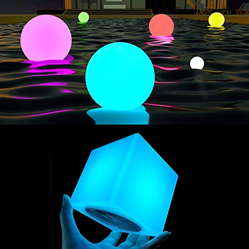 LOFTEK 4-inch LED Light Cube, RGB 16 Colors Cool Cosmic Cube Lights with Remote Controlï¼ˆ1Pï¼‰+6-inch LED Portable Dimmable Floating Pool Lights Ball, 16 RGB Colors & 4 Modesï¼ˆ1Pï¼‰