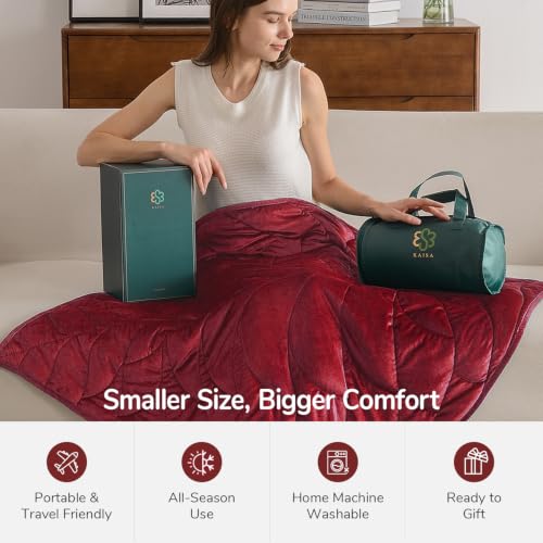 Image of Kaisa Weighted Blanket for Adults 7lbs 41 inch x 53 inch, Soft Heavy Cozy Luxury Crystal Velvet Small Weighted Lap Blanket, All-Season Blanket, Machine Washable, Burgundy