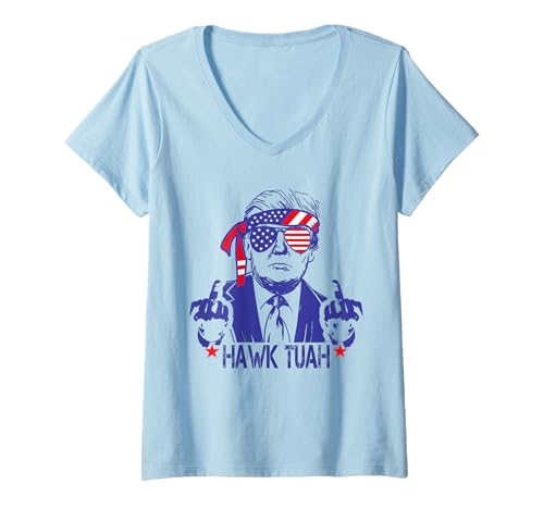 Mujer Hawk Tush 2024 Hawk Tuah Funny Trump 2024 Delincuente condenado Camiseta Cuello V