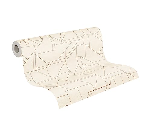 Livingwalls Wallpaper Geometric Design - White, Cream - Line Pattern Wallpaper 395.99in x 20.87in Made in Germany - 391181