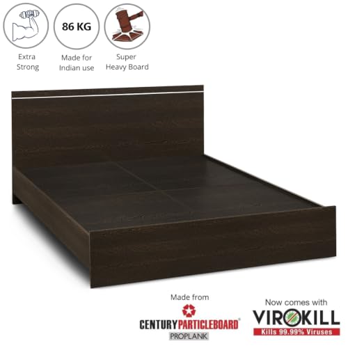 Image of DELITE KOM Jazz Engineered Wood Queen Without Box Bed (Finish Color Flowery Wenge Delivery Condition Knockdown)