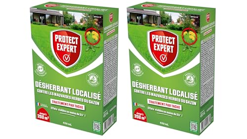 PROTECT EXPERT Lot de 2 Désherbants Gazon DG400X2