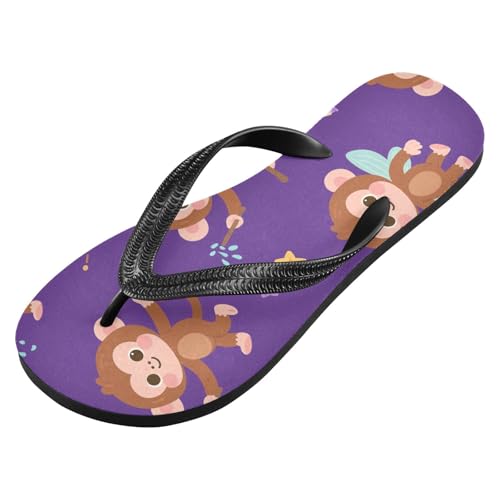 Women Beach Summer Casual Flip Flop Cute Monkey Magic PurpleQuick Dry Sandals Slipper for Men A2301325