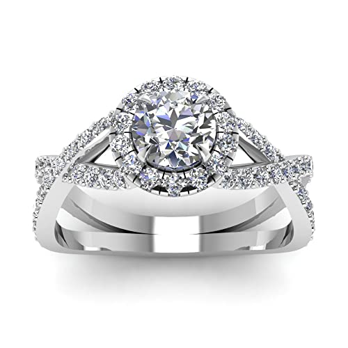 Image of Choose Your Gemstone Infinity Halo Round Diamond CZ Engagement Ring 925 Sterling Silver Round Shape Split Shank Engagement Ring Minimal Surprise Gifts for Ladies US Size 4 to 12