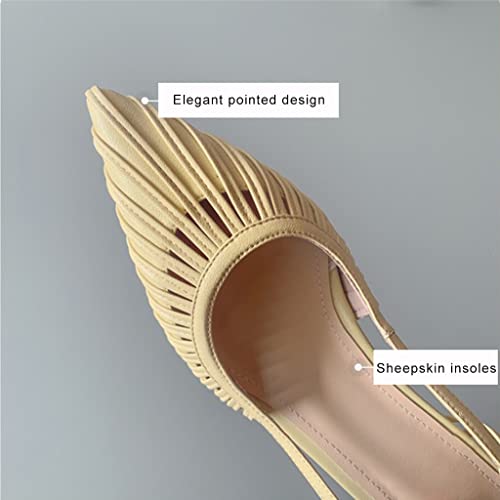 Pointed Toe Heels for Women,One-Word Strap Sandals,Closed Toe Heels,Slingback Pumps,Slip-on Chunky Heel Pump,Office Comfort Shoes (Color : Milky Green, Size : EU(CN) 35/US4) (Milky Green EU(CN)39/US8)4