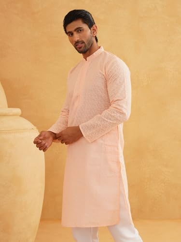 Image of Sojanya (Since 1958 Motifs Embroidered Thread Work Pure Cotton Straight Only Kurta