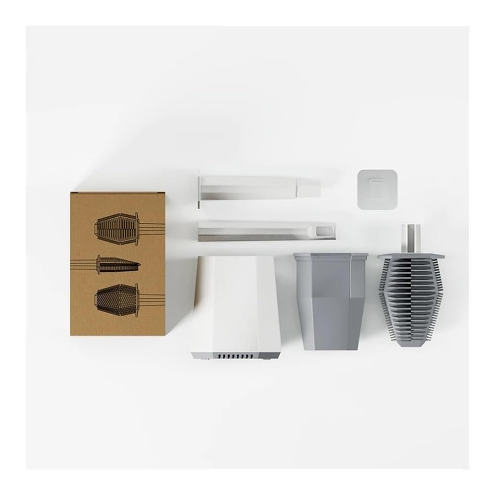 Toilettenbürste Polygonale Silikonbürste for Aufhängen an der Wand mit Kunststoffhalter for das Badezimmer(White)