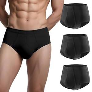 Carer Lot de 3 Slips d'incontinence pour Homme en Coton Lavable avec Coussinet Absorbant 200 ML Capacité d'urine sous-vêtements pour Homme Noir Taille M