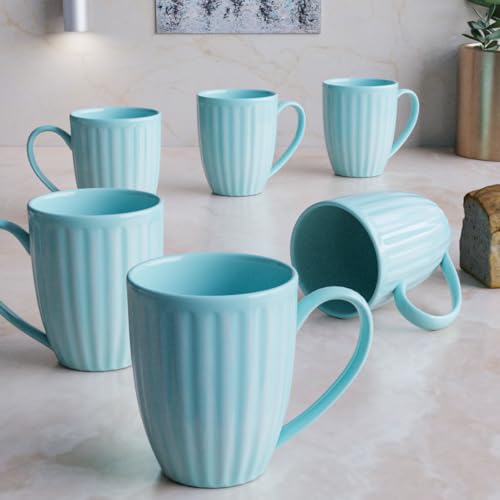 The Earth Store Pastel Glam Sky Blue 300ML Ceramic Coffee Mug Set of 6 | Microwave & Dishwasher Safe | Mugs for Coffee, Tea, Milk | Perfect Mug for Diwali Gifts Item Set and Daily Use (B0DCC529TM) Amazon Price History, Amazon Price Tracker