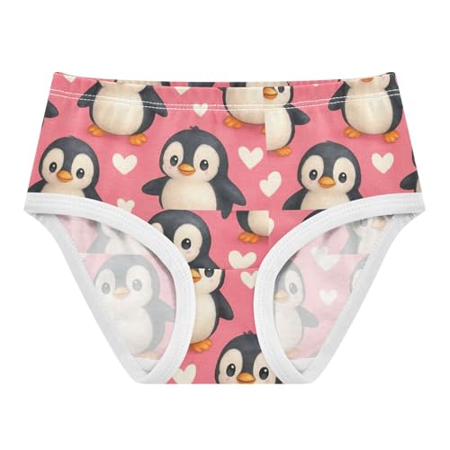 Joisal Personalized Toddler Girls Underwear 2t Cotton Panties Little Girl Cute Penguins White Hearts Pink Briefs Underpants - Main Image