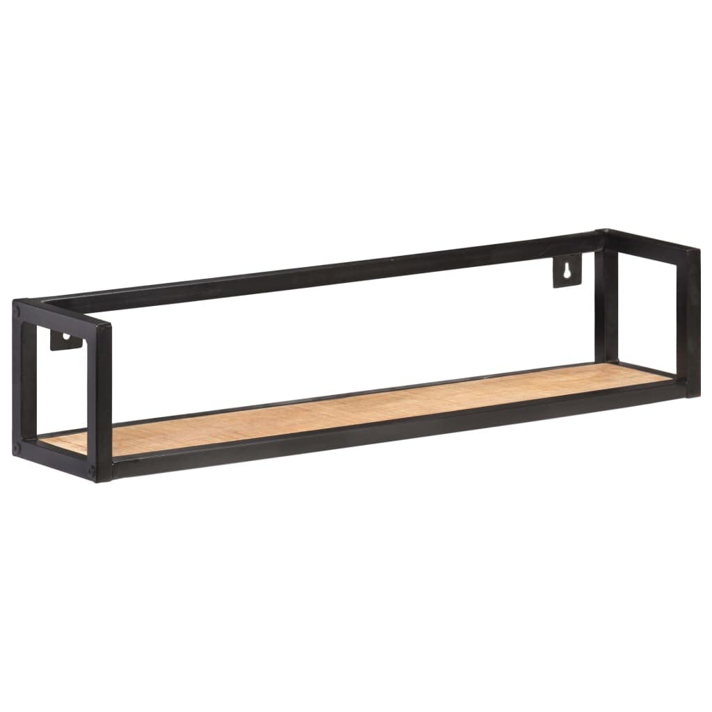 Juego de 2 estantes de pared de 80 cm, madera maciza de mango y hierro, estilo industrial, estantería flotante para salón, cocina, pasillo y oficina, capacidad de carga de 30 kg