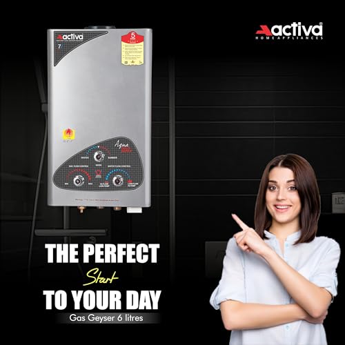 Image of ACTIVA Instant Gas Water Geyser, 6 Ltr Tank, Low Pressure Gas Geyser, ISI Marked Cooper Element, 5 Star Rated, Auto Cutt off,Anti Rust Coating to save...