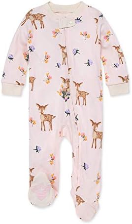 Burt's Bees Baby baby girls Play Pjs, 100% Organic Cotton One-piece Romper Jumpsuit Zip Front Pajamas and Toddler Sleepers, Sweet Doe, 9 Months US