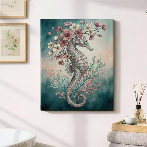 Tableau abstrait hippocampe et toile murale de chambre moderne - 4