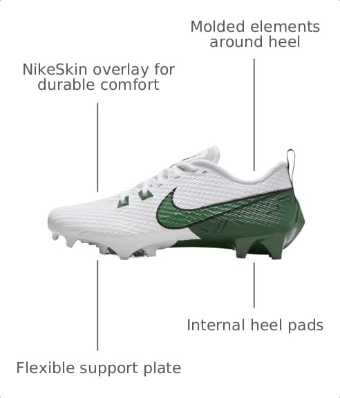 Image of Nike Men's Vapor Edge Speed 360 2 Molded Football Cleats (DA5455-102, White /White /Pure Platinum /Metallic Silver)