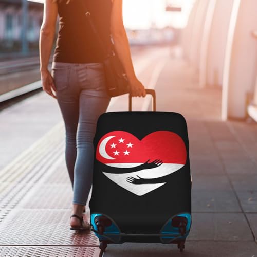 Travel Luggage Cover Singapore Singaporean Flag Heart Fashion Washable Baggage Suitcase Protector Fit For Luggage Large 7