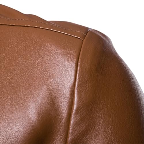 DGHM-JLMY Men's Suit Collar Fashion Pu Leather Jacket Casual 2 Button Slim Faux Leather Blazer Business Leather Sport Coat4