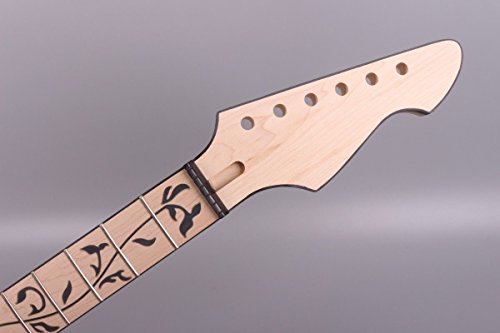 Yinfente Unfinished Electric Guitar Neck Replacement 24 Fret 25.5 Inch Maple Wood Fretboard Binding Headstock #TOP3