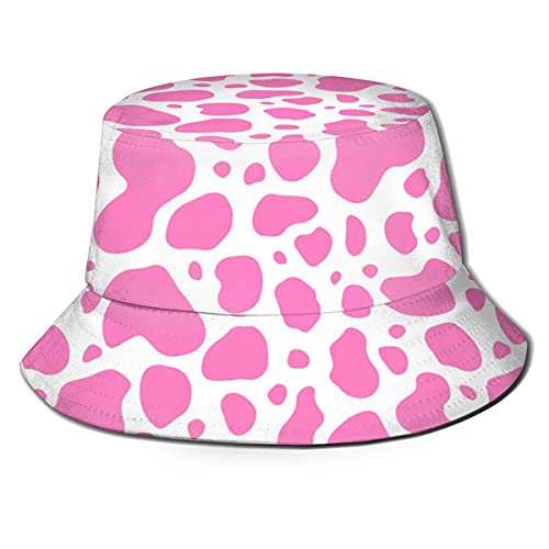 BAIFUMEN Fischerhut mit Fußball-Motiv, modische Sonnenmütze für Damen und Herren, Damen, Rosa und weiße Kuh 4., Einheitsgröße Cover