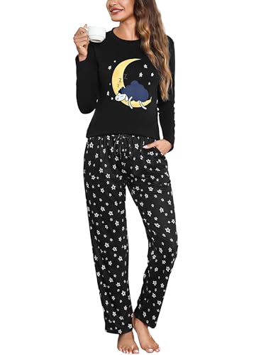 Aseniza Pijama Mujer Invierno Algodón Conjunto de Pijamas Largo