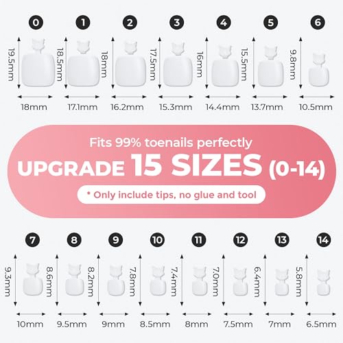Image of UNA GELLA Pure White Toenails Press On, 180Pcs Pre-buffed Soft Gel Press On Toenails Short Square Full Cover No Need Filing 15 Sizes White Fake Toenails Extensions for Women Home Salon Pedicure