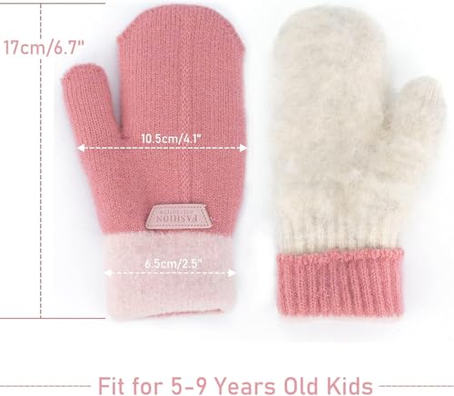 Kids-Mittens with Warm Plush Lining - Cold Weather Boys-Girls Knitted-Gloves for Skiing Snowboarding Toddler 5T-10T3