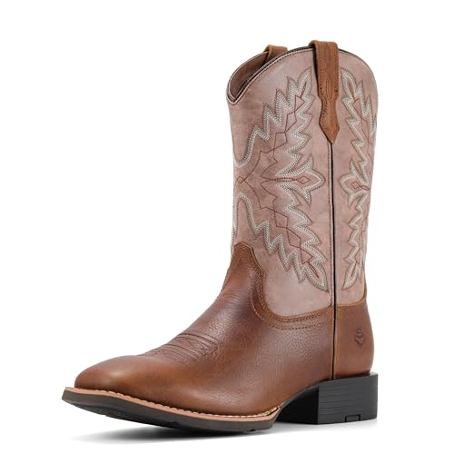 Image of SUREWAY Cowboy Boots For Men - Mens Square Toe Western Boot,Oil /Slip Resistant,Durable Fashionable Classic Pull on 10 Inch Boots Mid Calf Wellington Boots