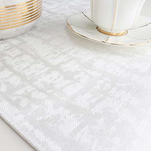 Chemin de table coton polyester blanc décoration de salle à manger - 5