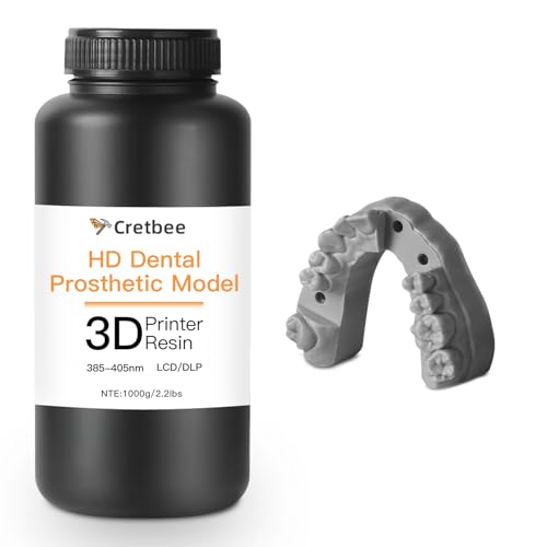 Cretbee Modelo de ortodoncia dental, resina de impresora 3D, alta precisión y baja contracción, superficie lisa, para formas dentales ortodónticas, modelo de implante dental (gris claro)