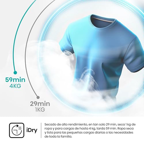 Miniatura 7 de Hisense Dh5i104bwab - Secadora Bomba De Calor, Capacidad 10 Kg, Clase A, Iluminación Interior, Puerta Cristal, Ancho 59,5cm, Alto 84,5cm, Fondo 64cm, Blanco