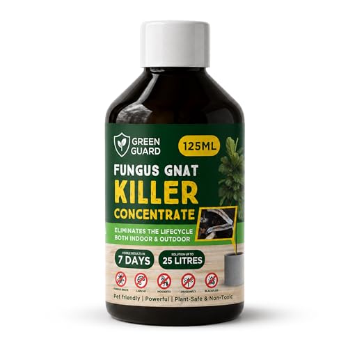 Green Guard Fungus Gnat Killer for Indoor Plants - 125ml Concentrate Fungus Gnat Larvae Killer & Soil Treatment Fast-Acting Natural Anti Fungal Gnat Treatment Control for Houseplants