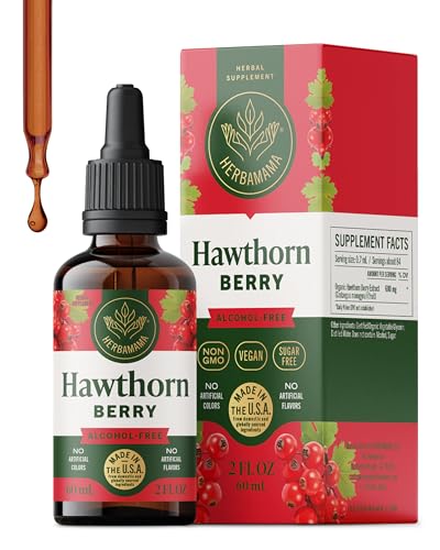HERBAMAMA Hawthorn Berry Supplement Drops - Vegan Antioxidant & Overall Support with Hawthorn Extract - Non-GMO, Alcohol & Sugar-Free Liquid Fruit Tincture, 28-Day Supply
