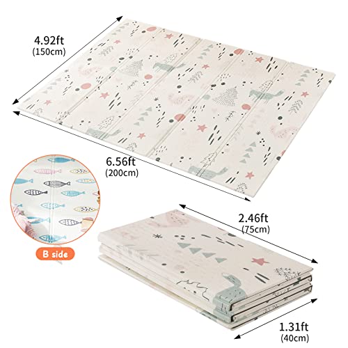 Mocosy XPE Opvouwbare speelmat baby kruipmat waterdichte draagbare gym vloermat voor kleine kinderen niet giftig (150x200x1cm, vos) - Afbeelding 4