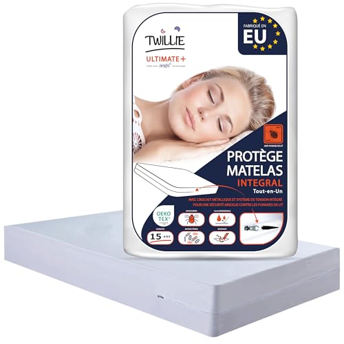 Twillie – Housse de Matelas Intégrale 70x190x15 cm Imperméable - Qualité Supérieure - Anti Punaise de lit – Oeko-TEX® Protège-Matelas Traitement...