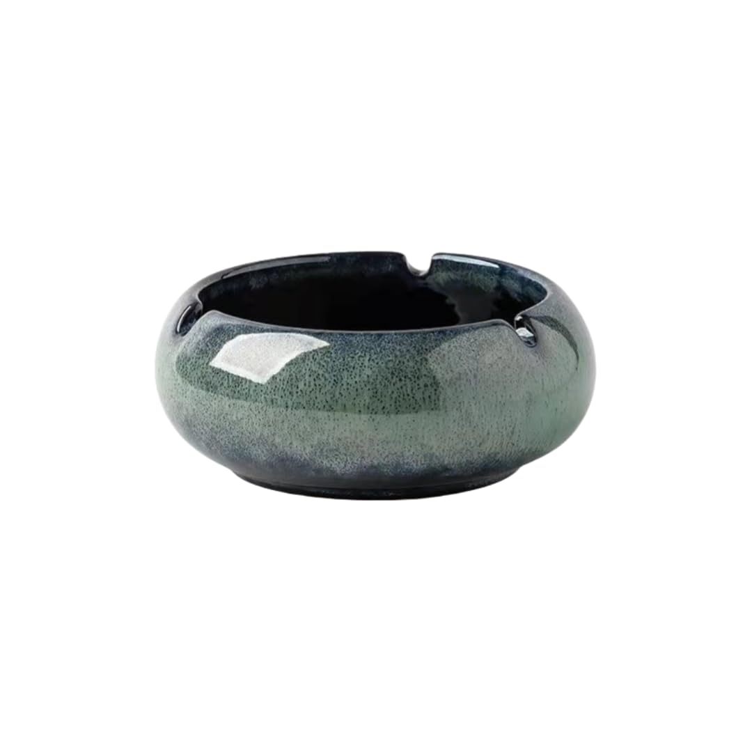 Ceramic Ashtrays Household Large Ashtray Windproof Office Living Room Home Deep Green Small