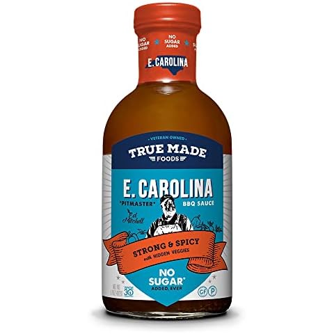 True Made Foods Eastern Carolina Vinegar Barbecue Sauce, Strong and Spicy, No Sugar Added, Keto, Whole 30, Paleo (17oz, 1 Pack) Cover