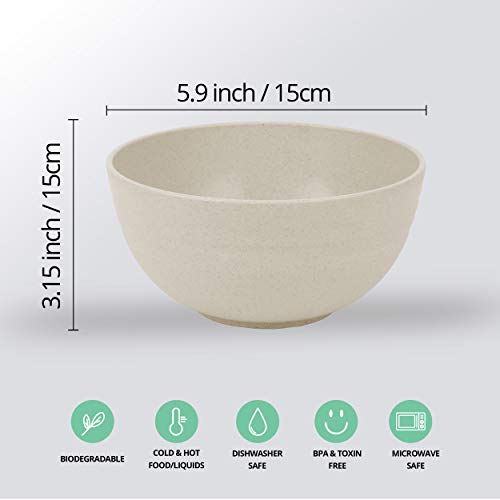 image for STORESUM Cereal Bowls - 26OZ Unbreakable Wheat straw Bowls For Kitchen