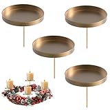 Adventskranz Kerzenhalter,8cm Bronze Adventskerzenhalter Metall Kerzenleuchter 4 Stück, für Adventskranz Weihnachten Kerzenteller Mit Dorn