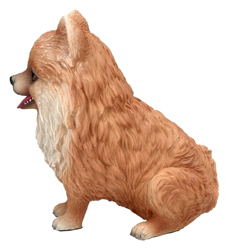 Figuren Shop GmbH Zwergspitz Pomeranian Welpe – Handbemalte Hundefigur aus Polyresin, 14,5 cm Höhe