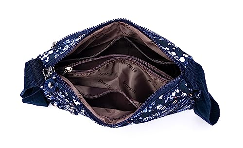 Image of Nawoshow Nylon Floral Multi-Pocket Crossbody Purse Bags for Women Travel Shoulder Bag