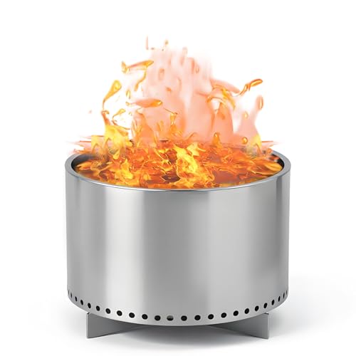 Garvee 20.5'' Smokeless Fire Pit with Air Switch, 360° Heating, Ash Pan IncludedPortable Stainless Steel Outdoor Firepit for Camping,Patio & Picnic