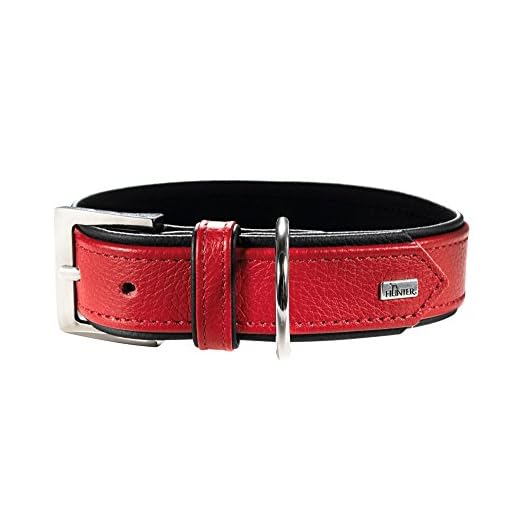 HUNTER BASIC Hundehalsband, beschichtetes Spaltleder, Kunstleder, schlicht, robust, witterungsbeständig, 50 (S-M), braun 7 HUNTER CAPRI Hundehalsband, Leder, Nappa, weich, 60 (M-L), rot